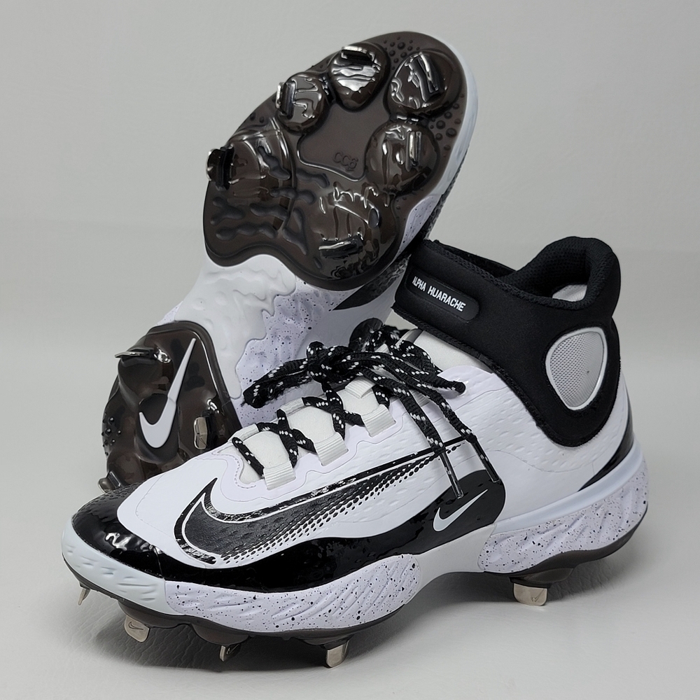 Nike Men's Alpha Huarache Elite 4 Mid White Baseball Cleats FD2744-107 Size 7.5
